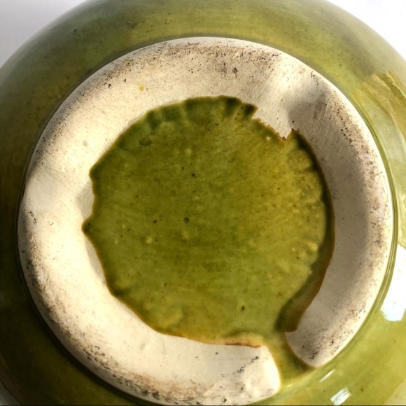 Vintage MCM California Pottery Green Drip Glaze Round Planter Bowl Flower Pot - Picture 12 of 12